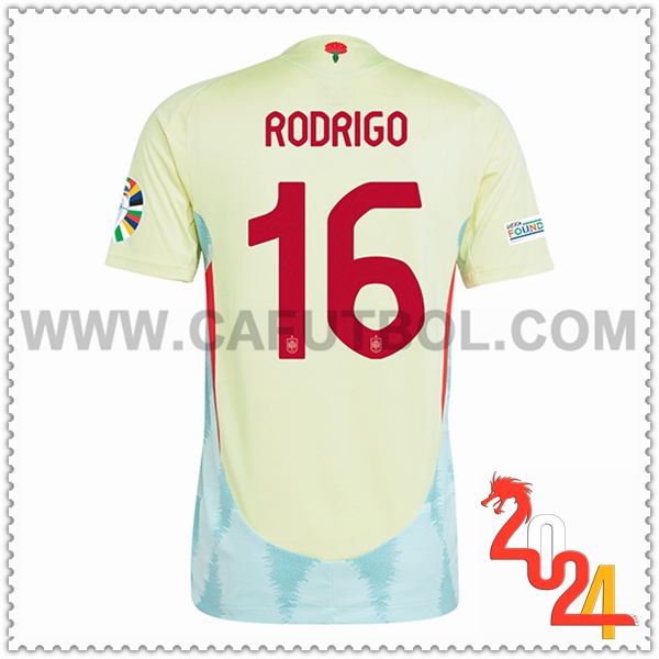 Segunda Camiseta Futbol España RODRIGO #16 AMARILLO Eurocopa 2024