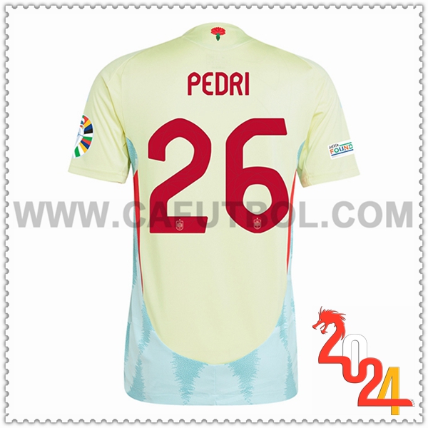 Segunda Camiseta Futbol España PEDRI #26 AMARILLO Eurocopa 2024