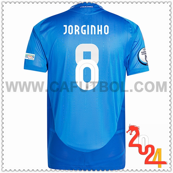 Primera Camiseta Futbol Italia JORGINHO #8 Azul Eurocopa 2024