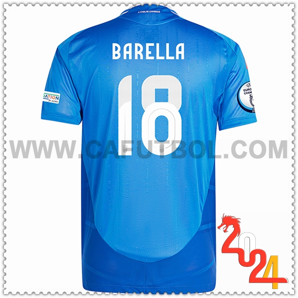 Primera Camiseta Futbol Italia BARELLA #18 Azul Eurocopa 2024