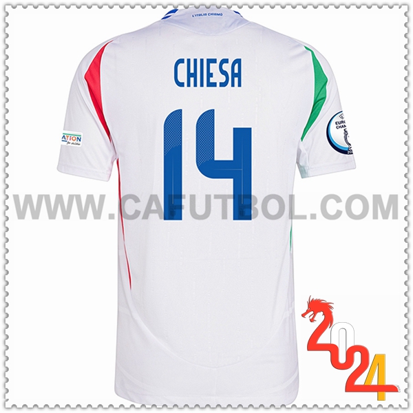 Segunda Camiseta Futbol Italia CHIESA #14 Blanco Eurocopa 2024