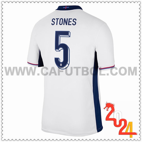 Primera Camiseta Futbol Inglaterra STONES #5 Blanco Eurocopa 2024