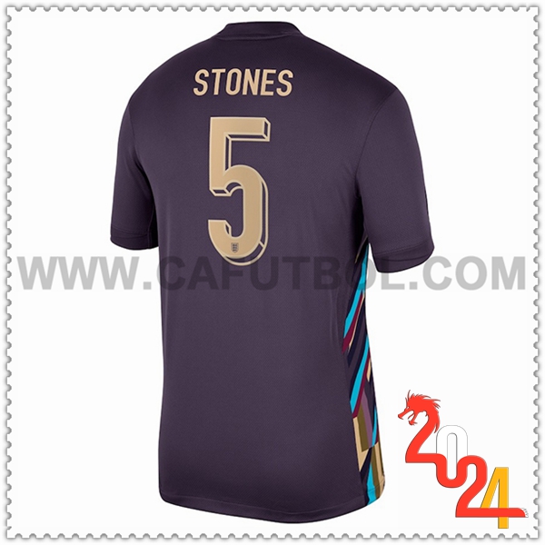 Segunda Camiseta Futbol Inglaterra STONES #5 Negro Eurocopa 2024