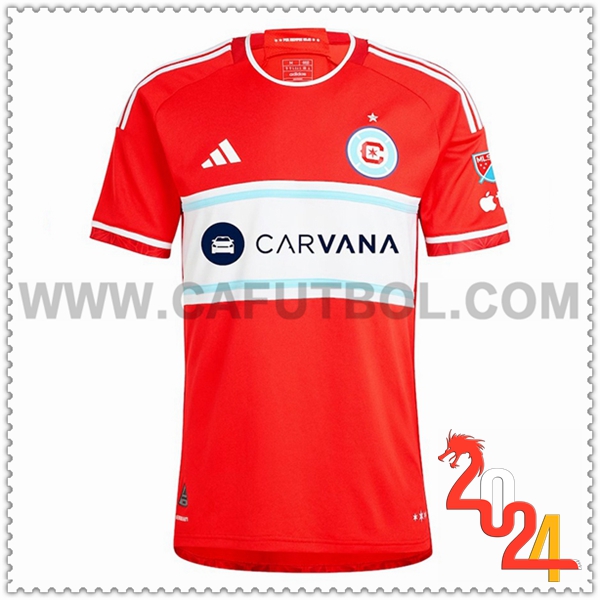 Primera Camiseta Futbol Chicago Fire FC Rojo Blanco 2024 2025