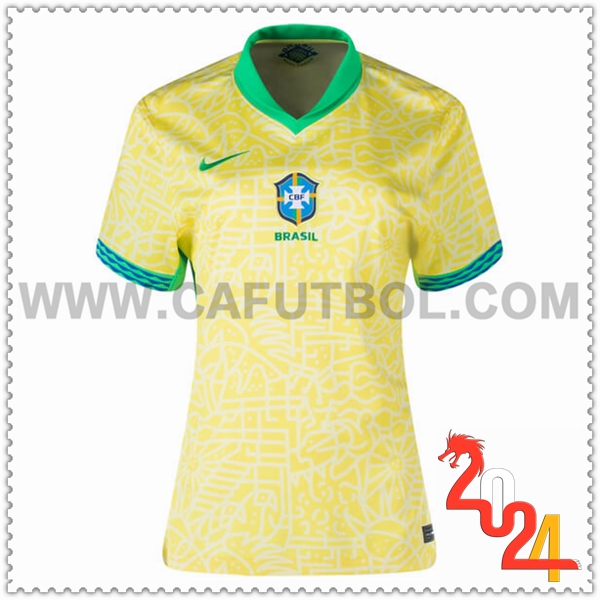 Primera Camiseta Futbol Brasil Mujer AMARILLO 2024 2025