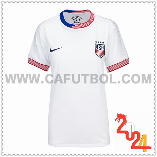 Primera Camiseta Futbol Estados Unidos Mujer Blanco 2024 2025