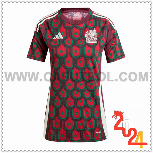 Primera Camiseta Futbol México Mujer Rojo oscuro 2024 2025