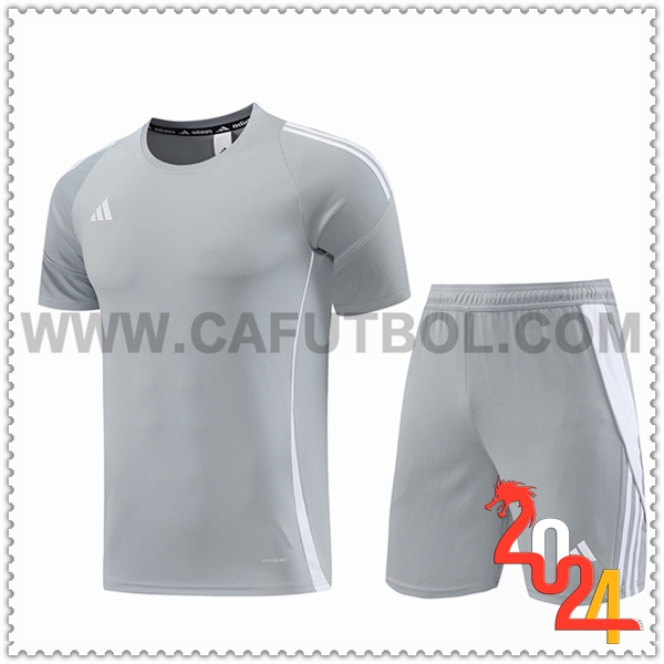 Camiseta Entrenamiento + Cortos Adidas Gris/Blanco 2024 2025