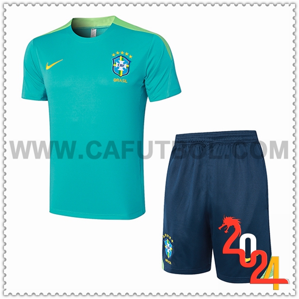 Camiseta Entrenamiento + Cortos Brasil Verde 2024 2025