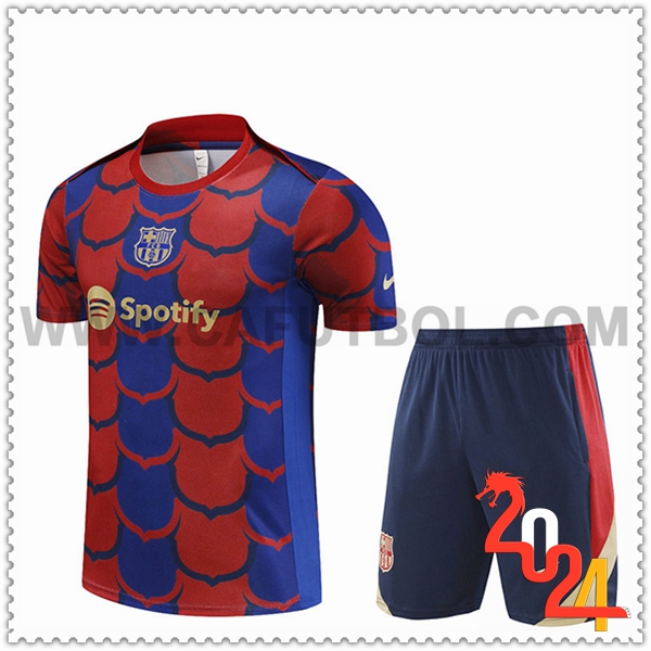 Camiseta Entrenamiento + Cortos FC Barcelona Rojo/Azul 2024 2025