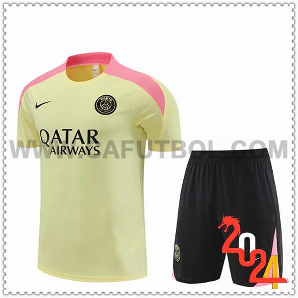 Camiseta Entrenamiento + Cortos PSG Amarillo/Rosa/Negro 2024 2025