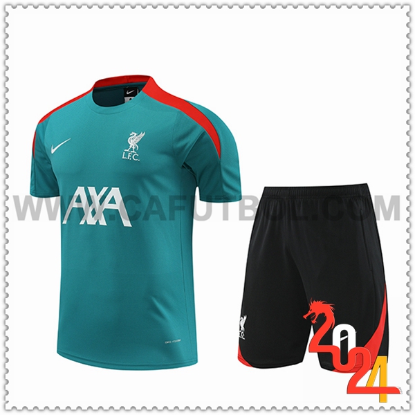 Camiseta Entrenamiento + Cortos FC Liverpool Verde/Rojo/Negro 2024 2025