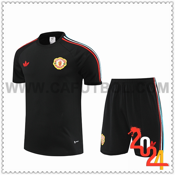 Camiseta Entrenamiento + Cortos Manchester United Negro 2024 2025 -06