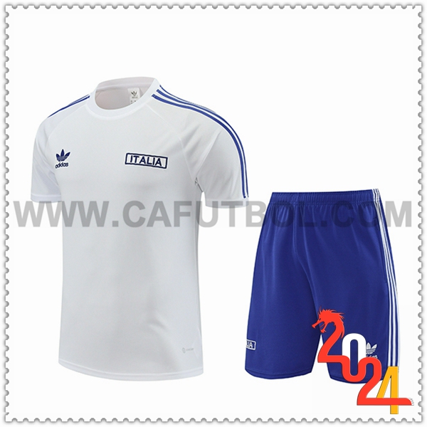 Camiseta Entrenamiento + Cortos Italia Blanco/Azul 2024 2025