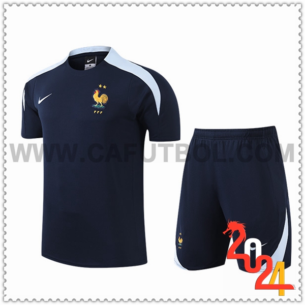 Camiseta Entrenamiento + Cortos Francia Azul Oscuro 2024 2025