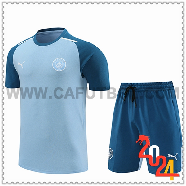 Camiseta Entrenamiento + Cortos Manchester City Azul 2024 2025