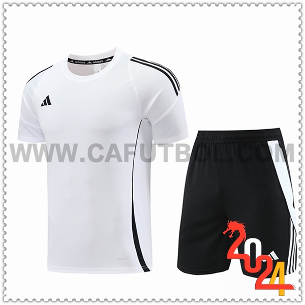 Camiseta Entrenamiento + Cortos Adidas Blanco/Negro 2024 2025