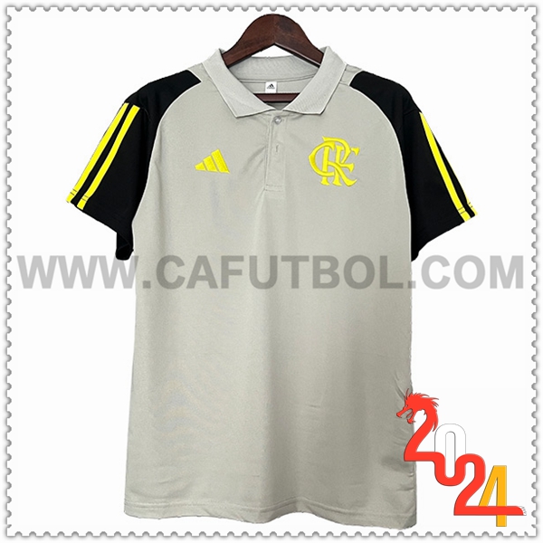 Camiseta Polo Flamengo Gris/Negro 2024 2025