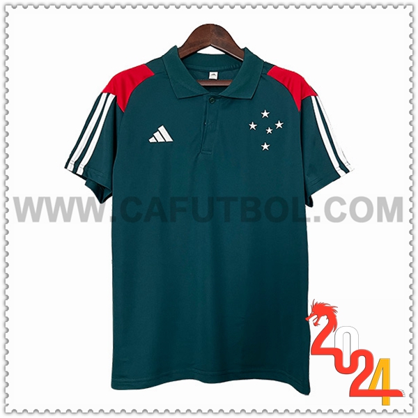 Camiseta Polo Cruzeiro Verde/Blanco/Rojo 2024 2025
