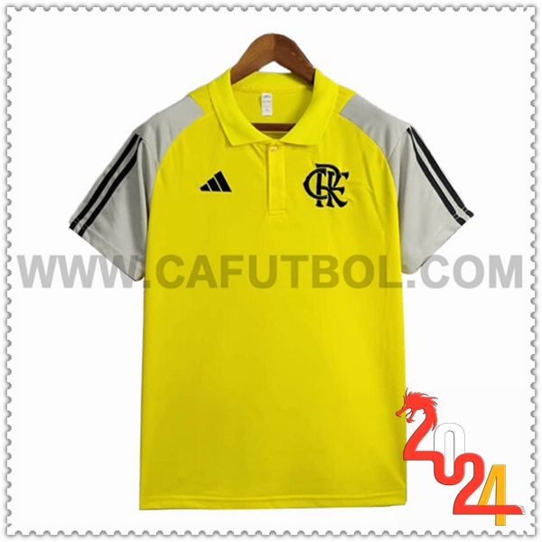 Camiseta Polo Flamengo Amarillo/Gris 2024 2025