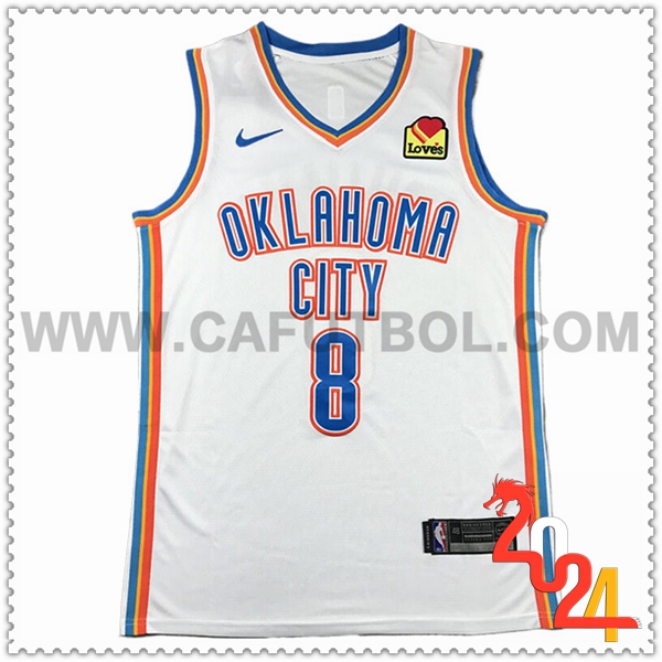 Camisetas De Futbol Oklahoma City Thunder (WILLIAMS #8) 2024/25 Blanco/Rojo/Azul