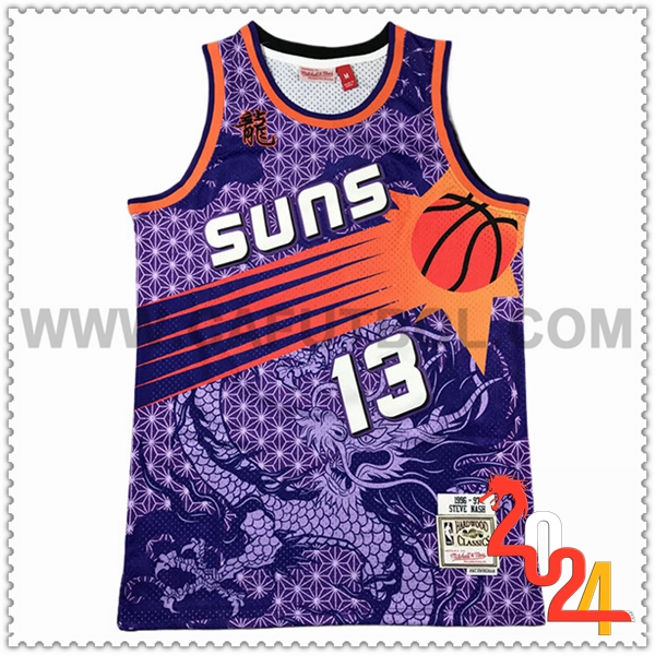 Camisetas De Futbol Phoenix Suns (NASH #13) 2024/25 Violeta/Naranja