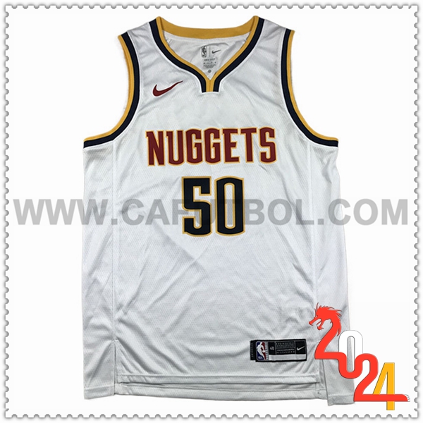 Camisetas De Futbol Denver Nuggets (GORDON #50) 2024/25 Blanco/Negro/Amarillo