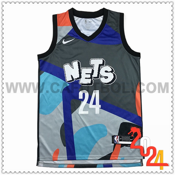 Camisetas De Futbol Brooklyn Nets (THOMAS #24) 2024/25 Gris/Azul/Naranja