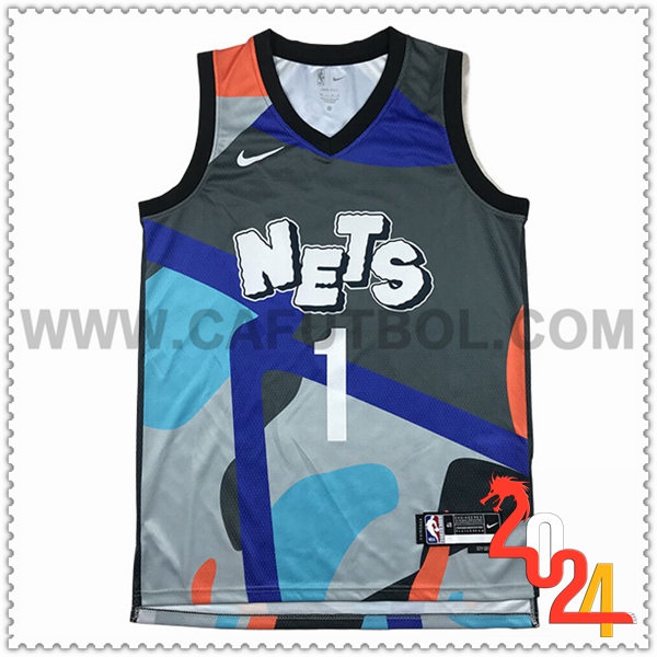 Camisetas De Futbol Brooklyn Nets (BRIDGES #1) 2024/25 Gris/Azul/Naranja