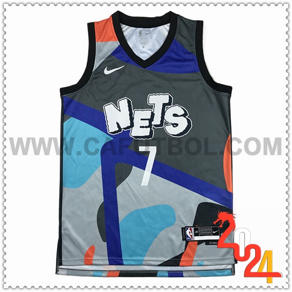 Camisetas De Futbol Brooklyn Nets (DURANT #7) 2024/25 Gris/Azul/Naranja