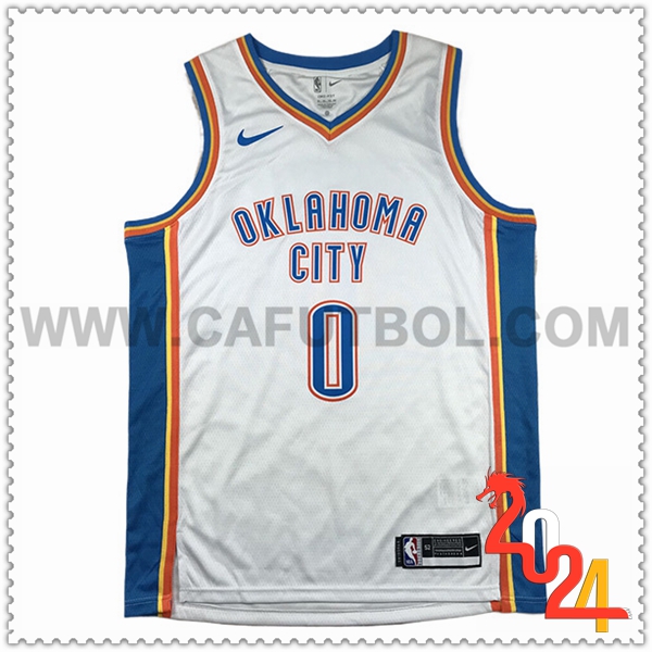 Camisetas De Futbol Oklahoma City Thunder (WESTBROOK #0) 2024/25 Blanco/Azul