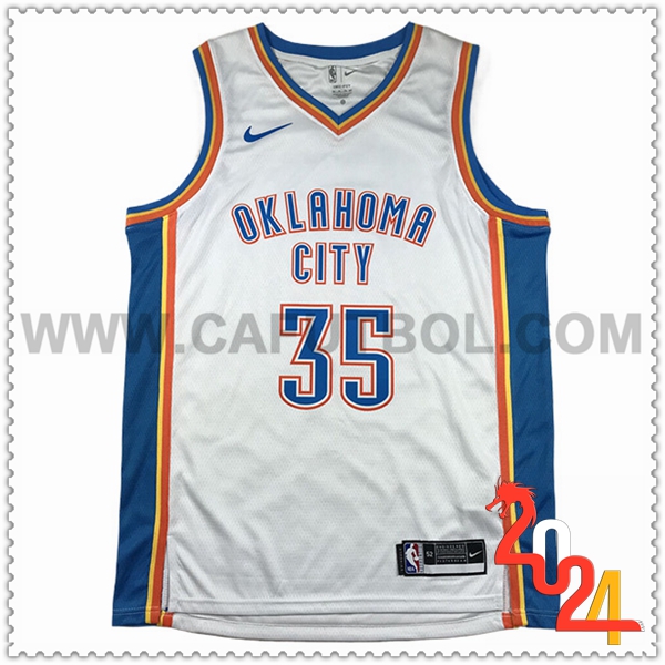 Camisetas De Futbol Oklahoma City Thunder (DURANT #35) 2024/25 Blanco/Azul