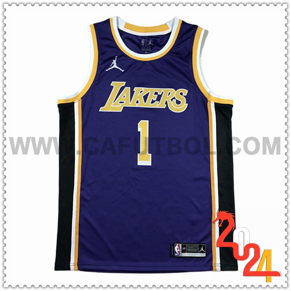 Camisetas De Futbol Los Angeles Lakers (RUSSELL #1) 2024/25 Violeta/Negro/Amarillo