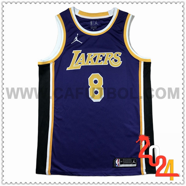 Camisetas De Futbol Los Angeles Lakers (BRYANT #8) 2024/25 Violeta/Negro/Amarillo