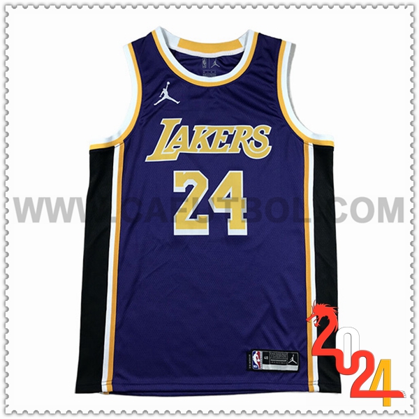 Camisetas De Futbol Los Angeles Lakers (BRYANT #24) 2024/25 Violeta/Negro/Amarillo