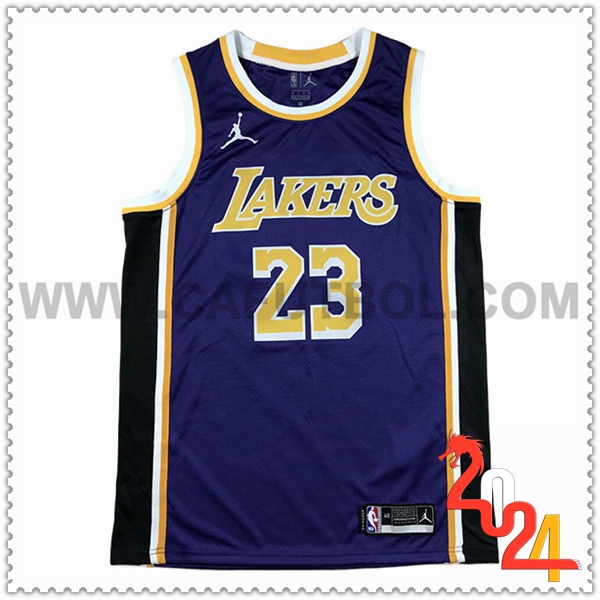 Camisetas De Futbol Los Angeles Lakers (JAMES #23) 2024/25 Violeta/Negro/Amarillo