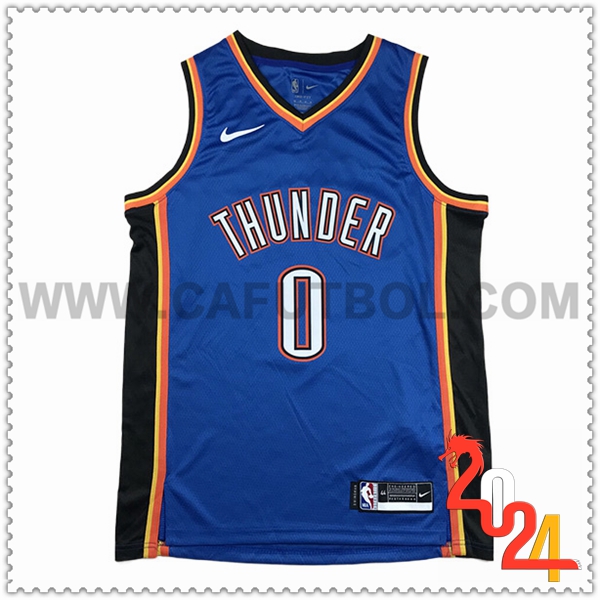 Camisetas De Futbol Oklahoma City Thunder (WESTBROOK #0) 2024/25 Azul/Negro