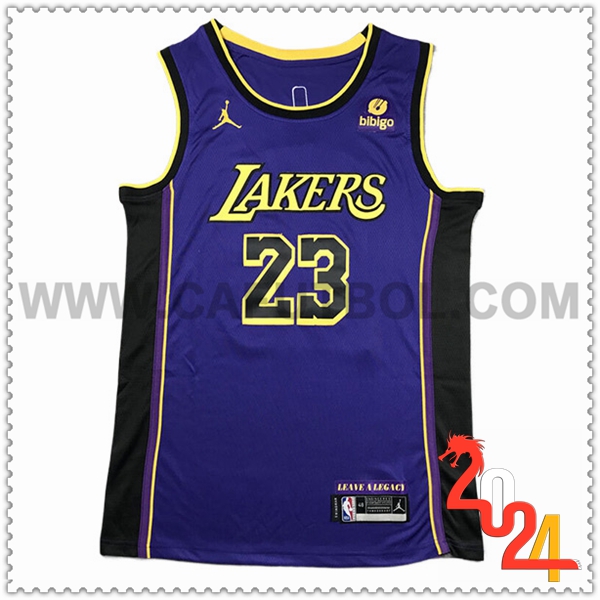 Camisetas De Futbol Los Angeles Lakers (JAMES #23) 2024/25 Violeta/Negro/Amarillo -02