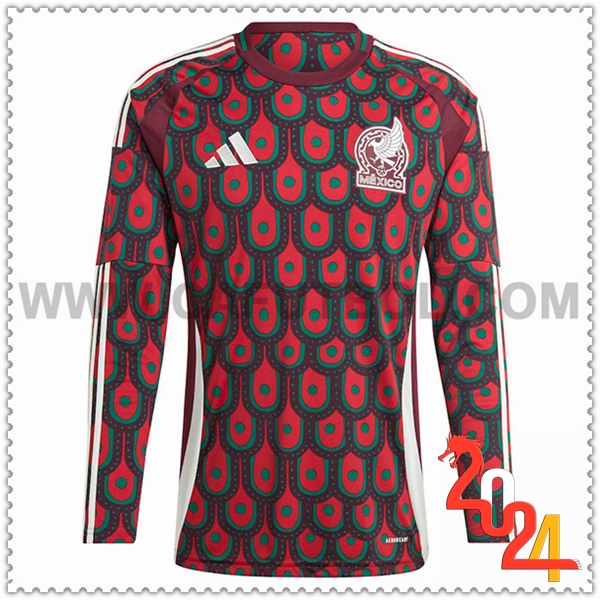 Primera Camiseta Equipo Mexico Mangas Largas Rojo 2024 2025