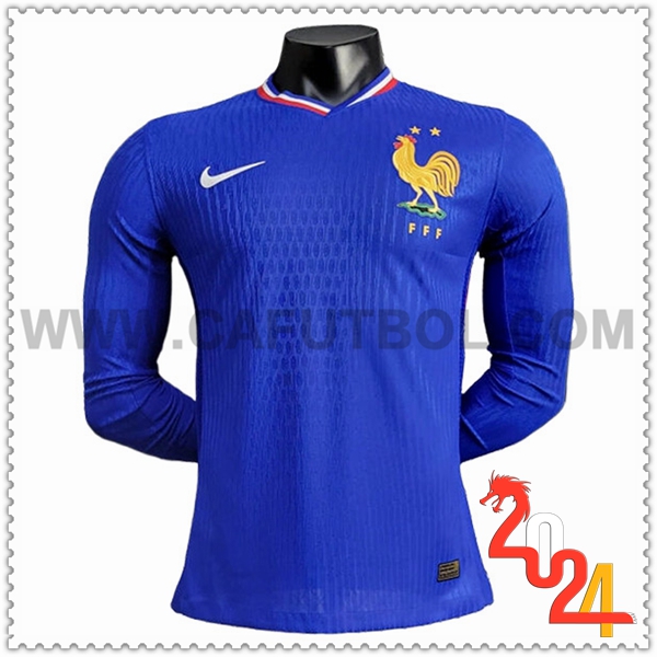 Primera Camiseta Equipo Francia Mangas Largas Azul 2024 2025