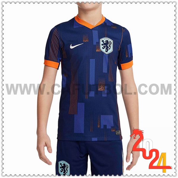 Segunda Equipacion del Paises Bajos Ninos Azul Eurocopa 2024