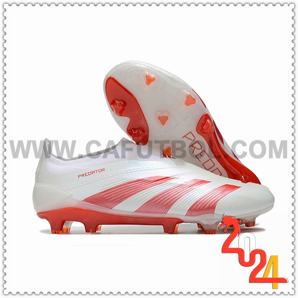 Adidas Botas De Fútbol PREDATOR ELITE LACELESS BOOTS FG Blanco/Rojo