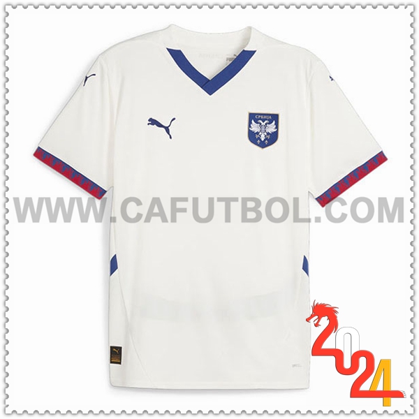 Segunda Camiseta Futbol Serbia Blanca Eurocopa 2024