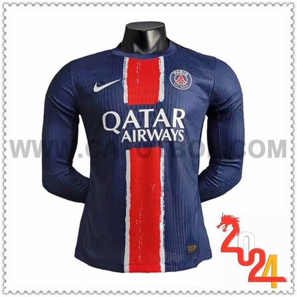 Primera Camiseta Futbol PSG Mangas Largas Azul Real 2024 2025