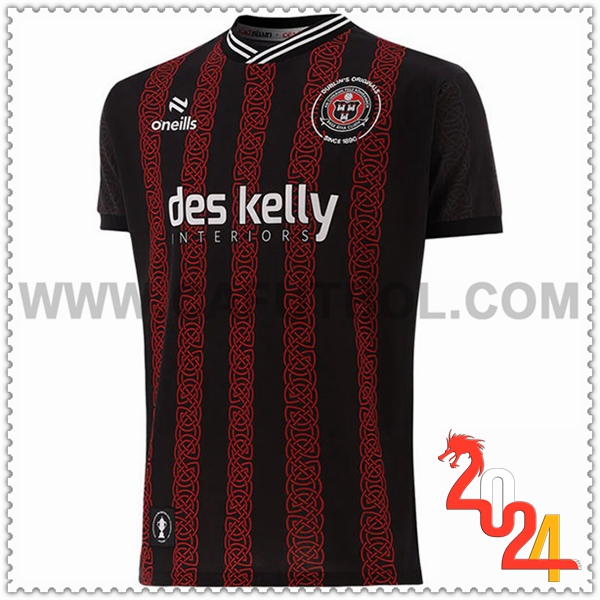 Primera Camiseta Futbol Bohemian FC Negro Rojo 2024 2025