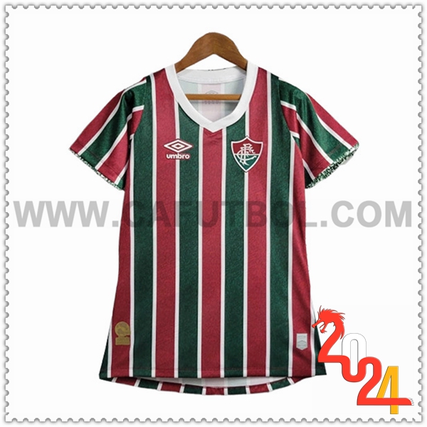 Primera Camiseta Futbol Fluminense Mujer Verde Rojo 2024 2025