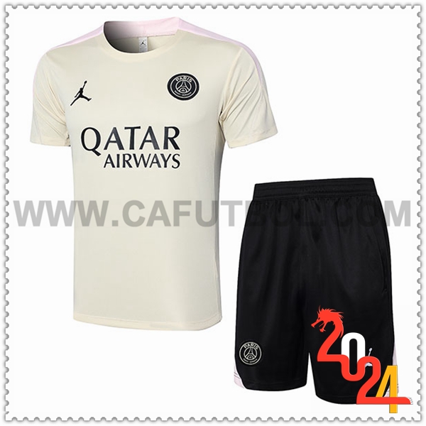 Camiseta Entrenamiento + Cortos PSG Beige 2024 2025