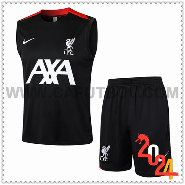 Camiseta Entrenamiento sin mangas + Cortos FC Liverpool Negro/Rojo 2024 2025