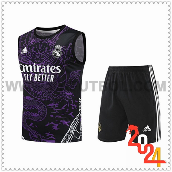 Camiseta Entrenamiento sin mangas + Cortos Real Madrid Violeta/Negro 2024 2025