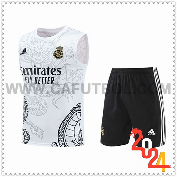 Camiseta Entrenamiento sin mangas + Cortos Real Madrid Blanco/Negro 2024 2025